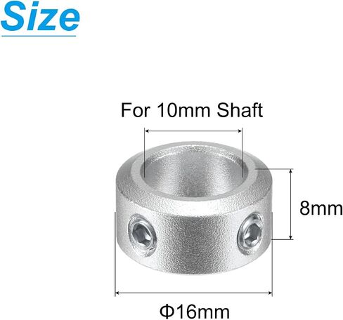 uxcell Set Screw Shaft Collar for 10mm Shaft, 4pcs Clamping Collars 16mm OD, 8mm Thickness, Aluminum Alloy Clamp-On Collar with M4 Set Screws and a Wrench in Saudi Arabia