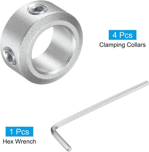 uxcell Set Screw Shaft Collar for 10mm Shaft, 4pcs Clamping Collars 16mm OD, 8mm Thickness, Aluminum Alloy Clamp-On Collar with M4 Set Screws and a Wrench in Saudi Arabia