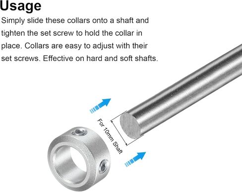 uxcell Set Screw Shaft Collar for 10mm Shaft, 4pcs Clamping Collars 16mm OD, 8mm Thickness, Aluminum Alloy Clamp-On Collar with M4 Set Screws and a Wrench in Saudi Arabia