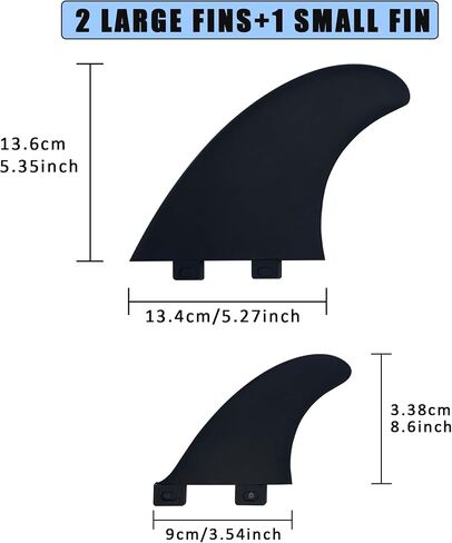 Surfboard Fin Set, 3 Fins (2 side big+1small center fin Style), Stronger Nylon Construction with Screws, Wax Comb and Key in Saudi Arabia