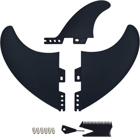 Surfboard Fin Set, 3 Fins (2 side big+1small center fin Style), Stronger Nylon Construction with Screws, Wax Comb and Key in Saudi Arabia