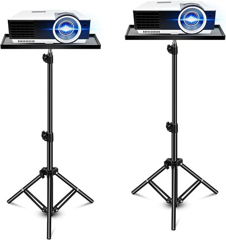 2 Sets Projector Stand Tripod from 22" to 47" Height Adjustable Laptop Tripod Stand with Tray Detachable Foldable Computer DJ Racks Holder Mount for Home Office Stage Studio Floor, Black in Saudi Arabia