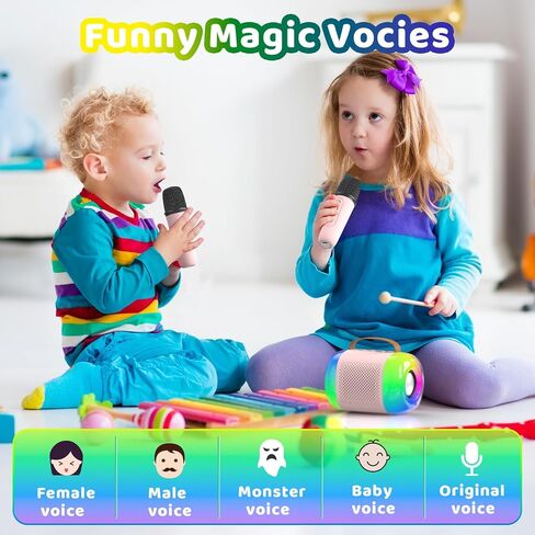 آلة كاريوكي صغيرة مع 2 ميكروفونات لاسلكية آلة كاريوكي صغيرة للأطفال هدايا عيد ميلاد مكبر صوت منزلي آلة كاريوكي مع بلوتوث للفتيات والأولاد 4، 5، 6، 7، 8 سنوات فما فوق، طفل صغير في سن المراهقة، وردي in Kuwait