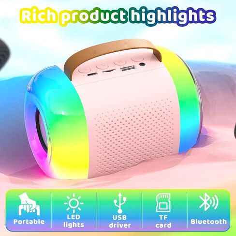 آلة كاريوكي صغيرة مع 2 ميكروفونات لاسلكية آلة كاريوكي صغيرة للأطفال هدايا عيد ميلاد مكبر صوت منزلي آلة كاريوكي مع بلوتوث للفتيات والأولاد 4، 5، 6، 7، 8 سنوات فما فوق، طفل صغير في سن المراهقة، وردي in Kuwait