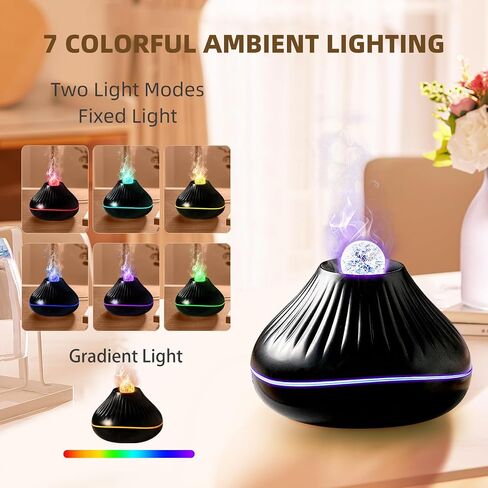 Essential Oil Diffuser, 160ml Portable Small Aromatherapy Diffuser with 7 Colors Light Quiet Aromatherapy Fragrant Oil Humidifier Cool Mist Humidifier, Waterless Auto Off for Bedroom Office (Black) in Saudi Arabia