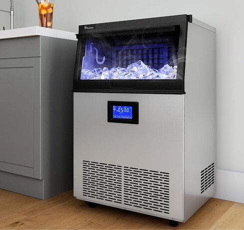 YITAHOME Upgraded Commercial Ice Maker Machine, 120LBS/24H Large Ice Maker Under Counter with 33LBS Storage Bin, Outdoor Free Standing Undercounter Ice Machine for Restaurant, Home, Bars, Coffee Shop in Saudi Arabia