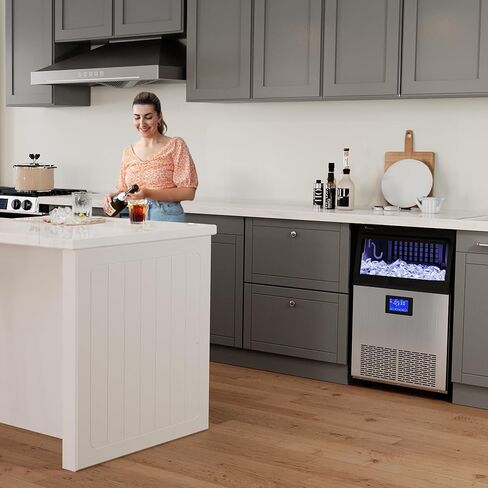 YITAHOME Upgraded Commercial Ice Maker Machine, 120LBS/24H Large Ice Maker Under Counter with 33LBS Storage Bin, Outdoor Free Standing Undercounter Ice Machine for Restaurant, Home, Bars, Coffee Shop in Saudi Arabia