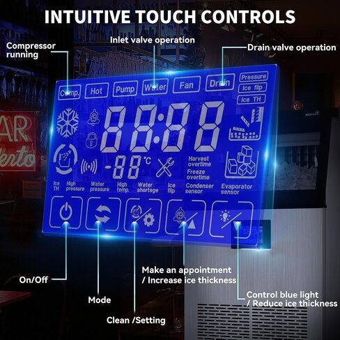 YITAHOME Upgraded Commercial Ice Maker Machine, 120LBS/24H Large Ice Maker Under Counter with 33LBS Storage Bin, Outdoor Free Standing Undercounter Ice Machine for Restaurant, Home, Bars, Coffee Shop in Saudi Arabia