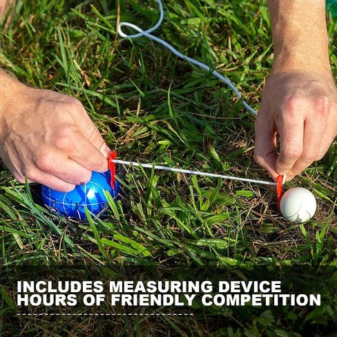 100mm Bocce Ball Set Regulation Size and Weight with 8 Resin Bochie Balls, Pallino, Carrying Bag, Measuring Rope, Gift for Family Backyard Lawn Yard Beach Bocci Games (Multi Colors, 2-8 Players) in Saudi Arabia