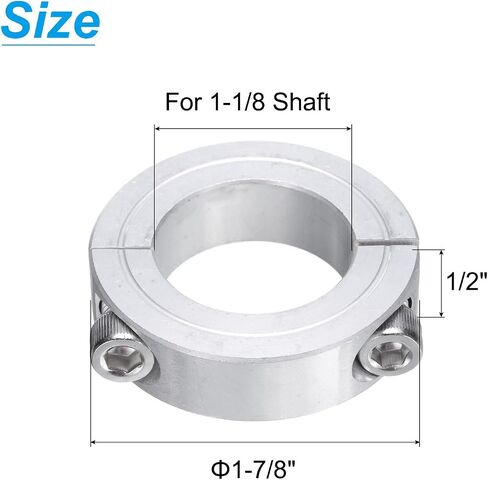 uxcell 4pcs Double Split Clamp-On Shaft Collar for 1-1/8" Shaft, Two-Piece Clamping Collar, 1-7/8" OD, 1/2" Thickness, Aluminum Alloy Set Screw Split Collar Clamp in Saudi Arabia