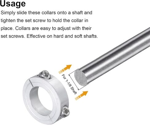 uxcell 4pcs Double Split Clamp-On Shaft Collar for 1-1/8" Shaft, Two-Piece Clamping Collar, 1-7/8" OD, 1/2" Thickness, Aluminum Alloy Set Screw Split Collar Clamp in Saudi Arabia