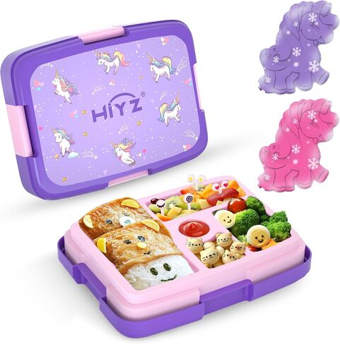 HiYZ Unicorn Bento Box for Kids, kids lunch box with 5-Compartment, Kids bento Lunch Box for ages 3-7, Leak-Proof, Durable, lunch box containers for Kid Back to School Meals, Snack Packing, Travel in Saudi Arabia