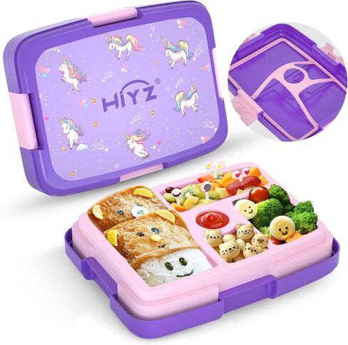 HiYZ Unicorn Bento Box for Kids, kids lunch box with 5-Compartment, Kids bento Lunch Box for ages 3-7, Leak-Proof, Durable, lunch box containers for Kid Back to School Meals, Snack Packing, Travel in Saudi Arabia