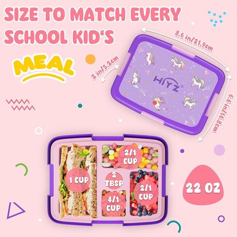 HiYZ Unicorn Bento Box for Kids, kids lunch box with 5-Compartment, Kids bento Lunch Box for ages 3-7, Leak-Proof, Durable, lunch box containers for Kid Back to School Meals, Snack Packing, Travel in Saudi Arabia