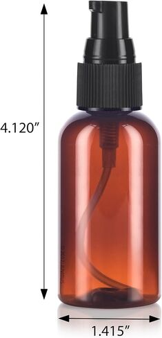 زجاجات JUVITUS البلاستيكية المستديرة من العنبر بوسطن بوزن 2 أونصة (خالية من BPA) مع مضخة معالجة سوداء (24 عبوة) in Saudi Arabia