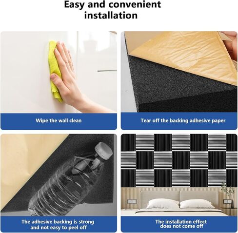 36 حزمة من ألواح الرغوة الصوتية ذاتية اللصق مقاس 2 × 12 × 12 بوصة، ألواح إسفنجية مقاومة للصوت سريعة الاسترداد، ألواح حائط عازلة للصوت عالية الكثافة للمنزل، استوديو الأخدود، لوحة حائط ثلاثية الأبعاد - أسود in Kuwait