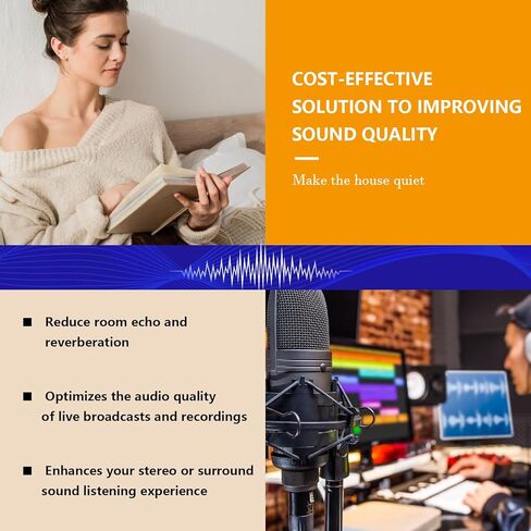 36 حزمة من ألواح الرغوة الصوتية ذاتية اللصق مقاس 2 × 12 × 12 بوصة، ألواح إسفنجية مقاومة للصوت سريعة الاسترداد، ألواح حائط عازلة للصوت عالية الكثافة للمنزل، استوديو الأخدود، لوحة حائط ثلاثية الأبعاد - أسود in Kuwait