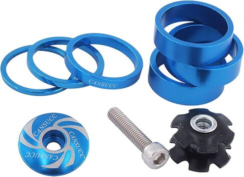 فاصل سماعة رأس للدراجة، 9 قطع من سبائك الألومنيوم MTB Road Bike Stem سماعة فاصل لجذع 1 1/8 بوصة 28.6 مم، فاصل سماعة رأس مع غطاء جذعي علوي، مسمار صامولة نجمي لسماعة الرأس، فاصل سماعة رأس شوكة دراجة MTB in Kuwait