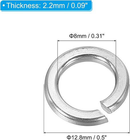 PATIKIL M3 Split Lock Washer, 30 Pack 3mm ID 5mm OD 304 Stainless Steel Spring Lock Washer Elastic Gasket for Screws Bolts, Silver Tone in Saudi Arabia