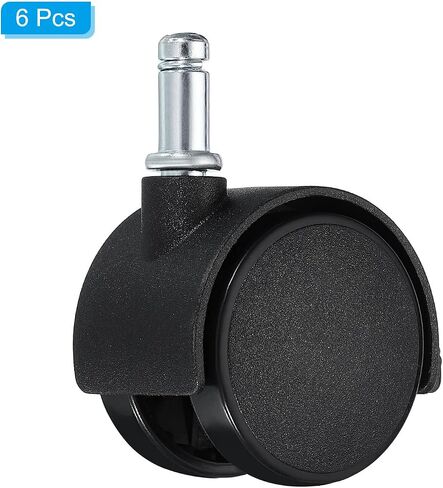 PATIKIL 1.5 Inch Swivel Casters, 6 Pack Nylon 360 Degree Universal Circlip Swivel Stem Wheels with Brake for Chair Furniture Replacement, Black in Saudi Arabia