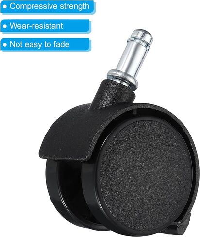 PATIKIL 1.5 Inch Swivel Casters, 6 Pack Nylon 360 Degree Universal Circlip Swivel Stem Wheels with Brake for Chair Furniture Replacement, Black in Saudi Arabia