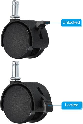 PATIKIL 1.5 Inch Swivel Casters, 6 Pack Nylon 360 Degree Universal Circlip Swivel Stem Wheels with Brake for Chair Furniture Replacement, Black in Saudi Arabia