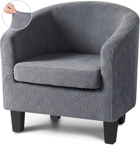 Club Chair Slipcover 2 Piece Stretch Barrel Chair Covers Jacquard Tub Chair Slipcovers Soft Armchair Sofa Cover Couch Furniture Protector（1 Pack,Dark Gray） in Saudi Arabia