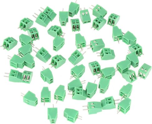 50pcs 2 PinTerminal Block Connector 2.54mm Pitch Green PCB Universal Screw Terminal Block Connector for Calculators General Computer Electronic Equipments in Saudi Arabia