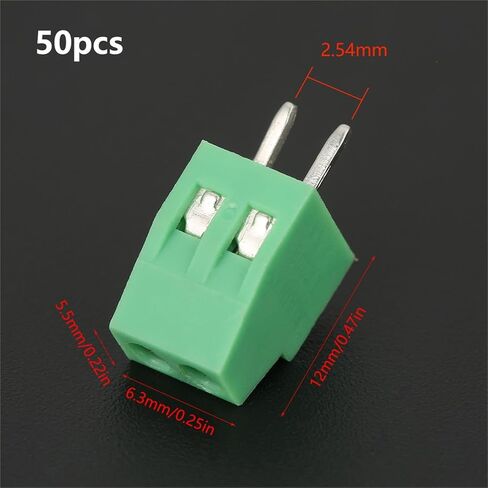 50pcs 2 PinTerminal Block Connector 2.54mm Pitch Green PCB Universal Screw Terminal Block Connector for Calculators General Computer Electronic Equipments in Saudi Arabia