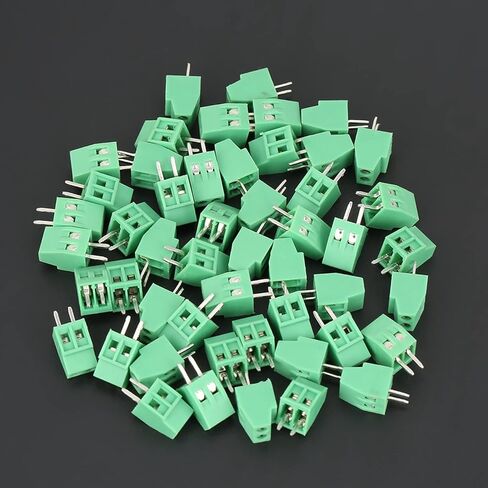 50pcs 2 PinTerminal Block Connector 2.54mm Pitch Green PCB Universal Screw Terminal Block Connector for Calculators General Computer Electronic Equipments in Saudi Arabia