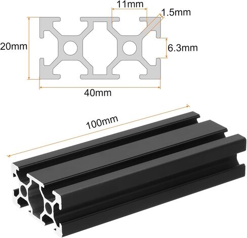 uxcell 2 Pcs T Slot 2040 Aluminum Extrusion Profile European Standard 100mm x 40mm Anodized Black Linear Rail Extrusion Frame for 3D Printer, CNC, DIY in Saudi Arabia