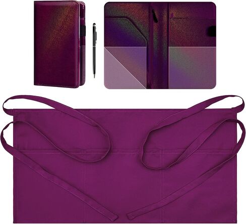 Glitter Leather Server Book with Zipper Pocket & Waist Short Apron & Pen for Waitress, Waiter, Bartender in Saudi Arabia