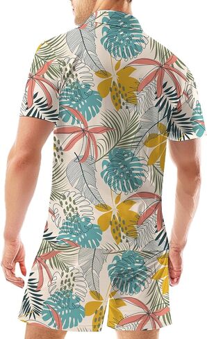 Men's Polo Shirt and Shorts Set Summer Casual Outfits Hawaiian Polo Suit for Men 2 Piece Short Set in Saudi Arabia