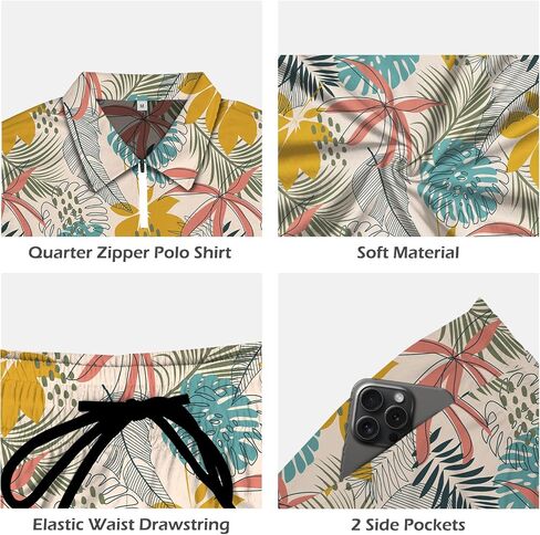 Men's Polo Shirt and Shorts Set Summer Casual Outfits Hawaiian Polo Suit for Men 2 Piece Short Set in Saudi Arabia