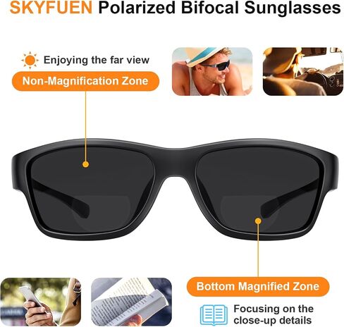 Polarized Bifocal Reading Sunglasses Men, Wrap Around Sports Sun Readers Build-In Glasses Fishing Driving in Saudi Arabia