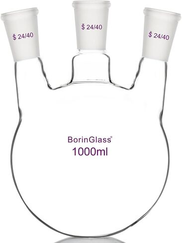 Three Necks Round Bottom Flask RBF, Glass 3-Neck Boiling Flask with 24/40 Standard Taper Outer Joint, 1000 ml in Saudi Arabia