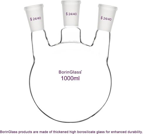 Three Necks Round Bottom Flask RBF, Glass 3-Neck Boiling Flask with 24/40 Standard Taper Outer Joint, 1000 ml in Saudi Arabia