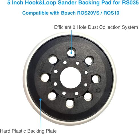 وسادة دعم لأداة الصنفرة بخطاف وحلقة مقاس 5 بوصات لـ RS035، متوافقة مع ماكينة الصنفرة المدارية العشوائية من Bosch ROS20VS وROS10 in Kuwait