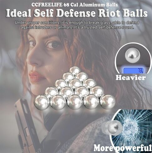 .68 Caliber Aluminum Balls for Byrna SD/LE and Umarex T4E HDR68/HDS68, Perfectly for Sefe Defense and Practice, 20 Counts, 7.3g per Ball in Saudi Arabia