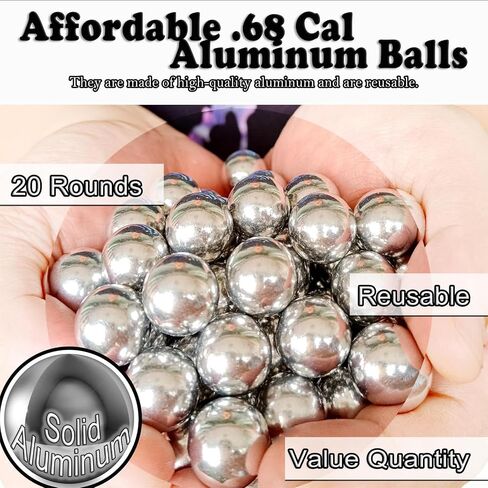 .68 Caliber Aluminum Balls for Byrna SD/LE and Umarex T4E HDR68/HDS68, Perfectly for Sefe Defense and Practice, 20 Counts, 7.3g per Ball in Saudi Arabia