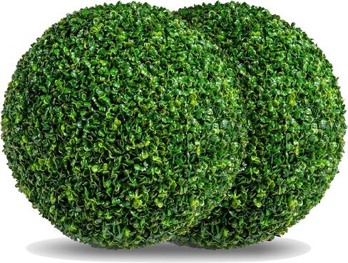 Two 16 Inch Artificial Plant Purple Topiary Ball, UV Resistant Anti-Fading Faux Boxwood Balls, Hanging Fake Plants Balls for Indoor Outdoor, Garden, Wedding Party Decor in Saudi Arabia
