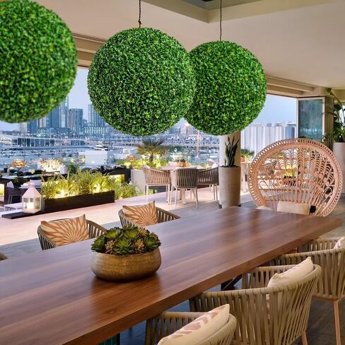 Two 16 Inch Artificial Plant Purple Topiary Ball, UV Resistant Anti-Fading Faux Boxwood Balls, Hanging Fake Plants Balls for Indoor Outdoor, Garden, Wedding Party Decor in Saudi Arabia