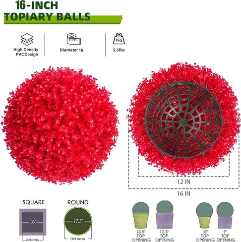 Two 16 Inch Artificial Plant Purple Topiary Ball, UV Resistant Anti-Fading Faux Boxwood Balls, Hanging Fake Plants Balls for Indoor Outdoor, Garden, Wedding Party Decor in Saudi Arabia