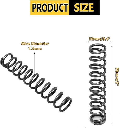 10pcs Compression Spring,Steel Mechanical Compression Springs for Shop and Home Repairs,10mm OD,1.2mm Wire Diameter,40mm/1.57" Length in Saudi Arabia