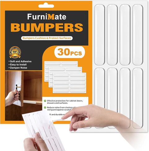 Door Slam Stopper Preventer 30PCS, Anti Door Slam, Door Silencers Bumpers for Slamming, Clear Cabinet Door Bumpers, Rubber Bumpers Self Adhesive 2.5x0.4x0.08 inches in Saudi Arabia