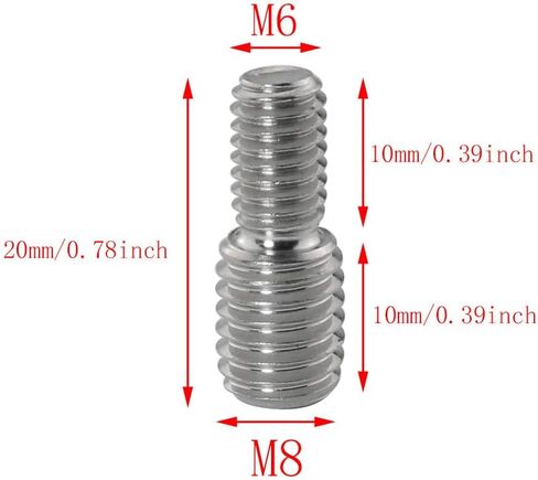 10 قطع من الفولاذ المقاوم للصدأ M6x10mm إلى M8x10mm مسمار مسمار ملولب ذو نهاية مزدوجة من الفولاذ المقاوم للصدأ محول مخفض الخيط لقفل الأثاث، موصلات الأجهزة in Saudi Arabia