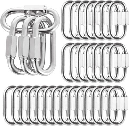 APACALI 60 قطعة حلقة تسلق M6 وصلة سريعة 6 مم، وصلة سلسلة حديد مجلفنة وصلة سريعة شديدة التحمل، حلقة تسلق بيضاوية الشكل لمعدات أرجوحة الصالة الرياضية المتأرجحة، خارجية وداخلية in Kuwait