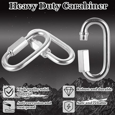 APACALI 60 قطعة حلقة تسلق M6 وصلة سريعة 6 مم، وصلة سلسلة حديد مجلفنة وصلة سريعة شديدة التحمل، حلقة تسلق بيضاوية الشكل لمعدات أرجوحة الصالة الرياضية المتأرجحة، خارجية وداخلية in Kuwait