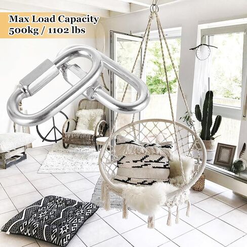 APACALI 60 قطعة حلقة تسلق M6 وصلة سريعة 6 مم، وصلة سلسلة حديد مجلفنة وصلة سريعة شديدة التحمل، حلقة تسلق بيضاوية الشكل لمعدات أرجوحة الصالة الرياضية المتأرجحة، خارجية وداخلية in Kuwait