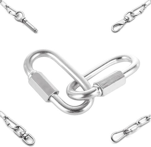 APACALI 60 قطعة حلقة تسلق M6 وصلة سريعة 6 مم، وصلة سلسلة حديد مجلفنة وصلة سريعة شديدة التحمل، حلقة تسلق بيضاوية الشكل لمعدات أرجوحة الصالة الرياضية المتأرجحة، خارجية وداخلية in Kuwait